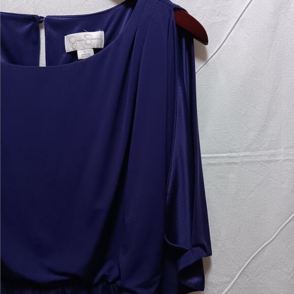 Jessica Simpson Womens large Purple blouson dress Cold Shoulder Belted‎ - Picture 1 of 9